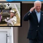 Joe Biden saluting gay servicemen wearing dresses.