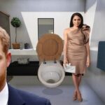 Prince Harry and Meghan Markle inside their home bathroom.