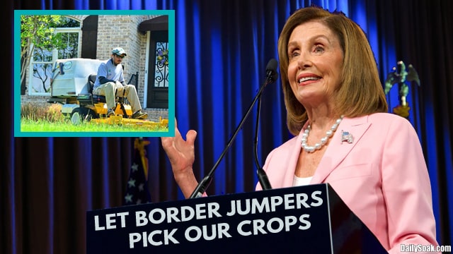 Nancy Pelosi onstage talking about illegal immigration.