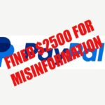 PayPal logo with red $2500 misinformation fine message.
