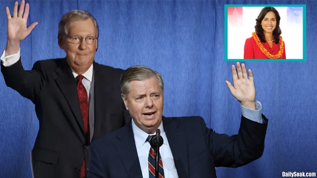 RINO Republicans Mitch McConnell and Lindsey Graham on stage.
