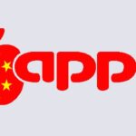 Parody Apple logo with the red and yellow flag of China.