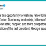 Parody Joe Biden Thanksgiving Twitter tweet wishing everyone Happy Easter.