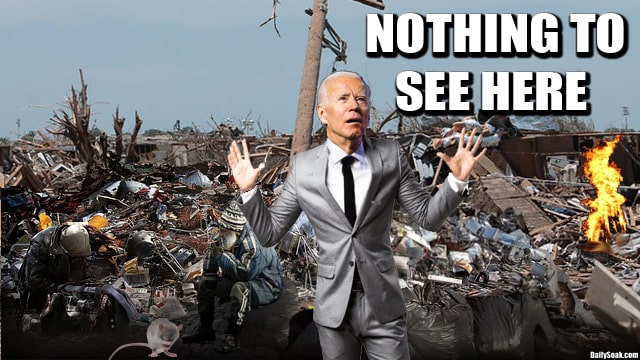 Joe Biden standing near homeless illegal aliens near Texas southern border.