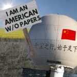 Chinese spy balloon on the ground in a Montana field.