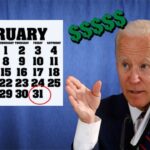 Joe Biden giving a speech in front of a calendar on a blue White House curtain.