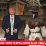 MSNBC parody showing President Donald Trump standing next to a doctor from the Black Plague.