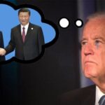 Joe Biden thinking about China President Xi and Russia President Putin.