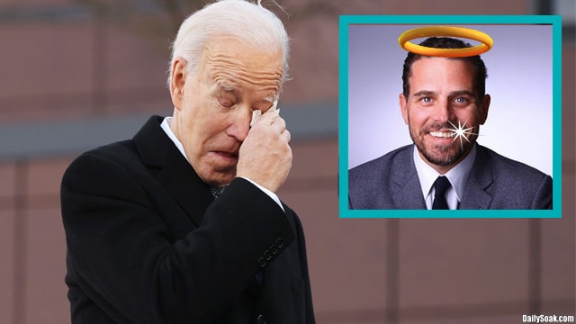 Joe Biden crying over Hunter Biden's accused criminal activity.