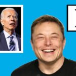 Elon Musk laughing at Joe Biden after he rebrands Twitter as X.
