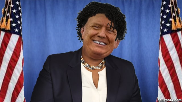 Donald Trump dressed up as Georgia Democrat Stacey Abrams.