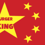 Parody Burger King logo with red and yellow stars similar to flag of China.