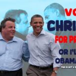 Chris Christie hugging Barack Obama after Hurricane Sandy.