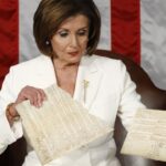 Nancy Pelosi ripping apart the US Constitution during Donald Trump's State of the Union.