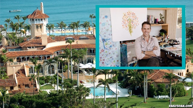 Hunter Biden painting insert over Donald Trump's Mar-a-Lago resort.