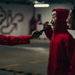 Criminals wearing red hoodies robbing each other in San Francisco.