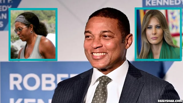 Don Lemon with insets of Michelle Obama and Melania Trump.