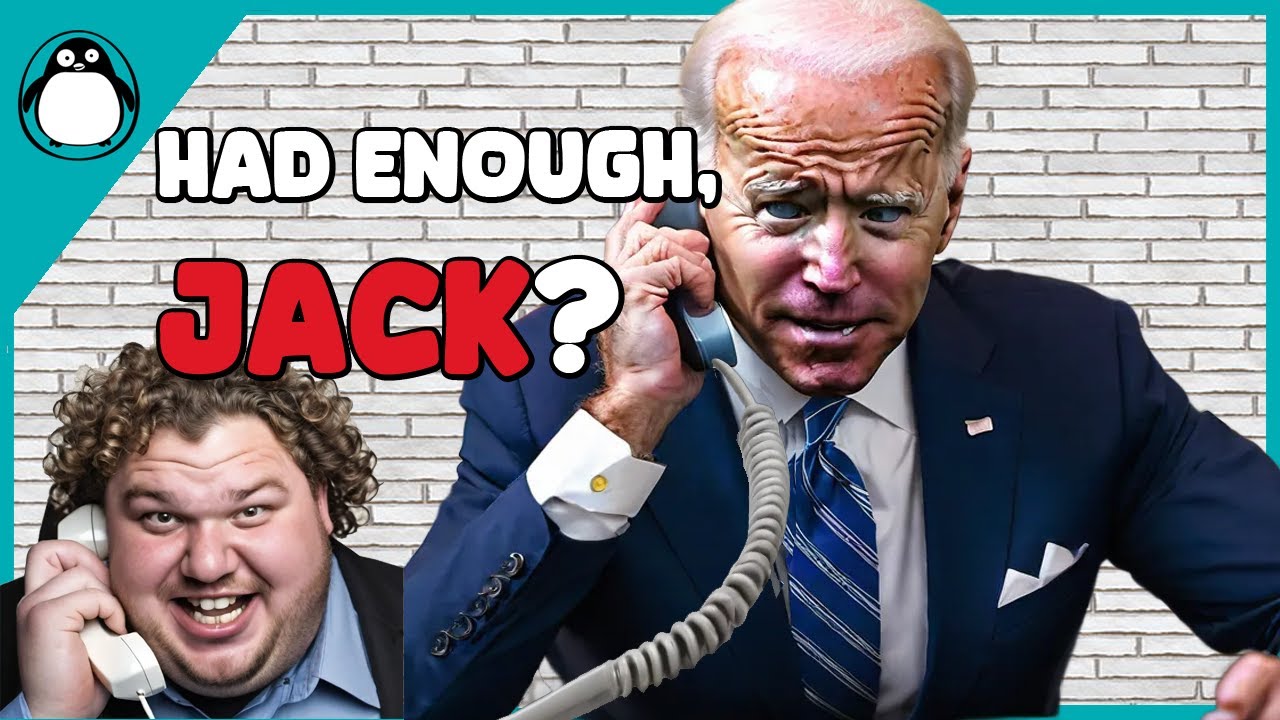 Large fat man with curly hair talking to Joe Biden on phone.