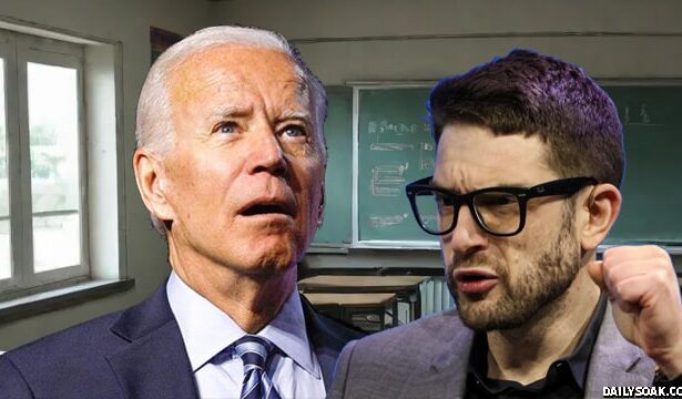 Joe Biden and Alex Soros standing together.