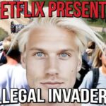 Parody Netflix movie poster with blonde white people at southern Texas border crisis.