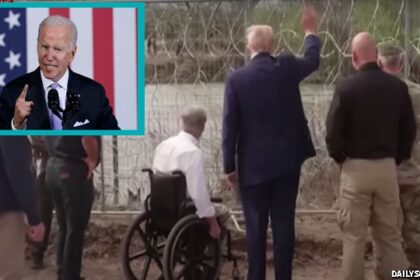 Donald Trump and Joe Biden at southern Texas border watching illegal aliens.