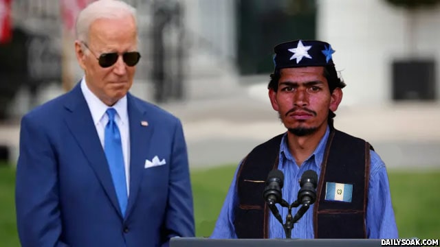 Joe Biden standing with an illegal alien from Guatemala at southern border.