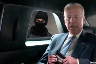 Joe Biden sitting inside a limousine at a Philadelphia Wawa.