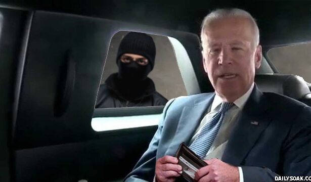 Joe Biden sitting inside a limousine at a Philadelphia Wawa.