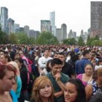 Thousands of illegal aliens standing in New York City during an earthquake.