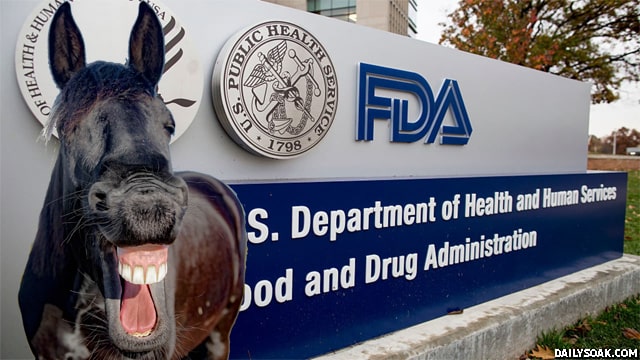 Horse in front of FDA building in Ivermectin story.
