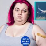 Fat woman getting a Boeing Pfizer vaccine shot.