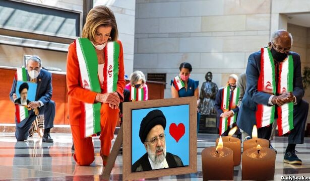 Democrats kneeling for dead Iran President Ebrahim Raisi.