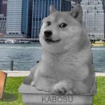 Statue of Kabosu Meme Doge dog replacing George Floyd statue.