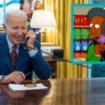 Joe Biden on the phone congratulating India's prime minister.