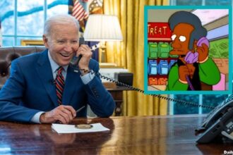 Joe Biden on the phone congratulating India's prime minister.