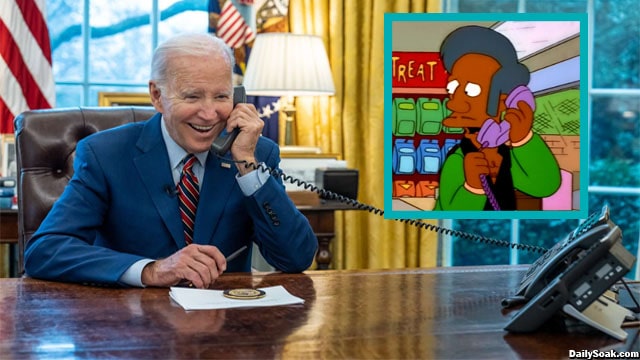 Joe Biden on the phone congratulating India's prime minister.