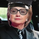 Hillary Clinton driving Julian Assange in a limousine.