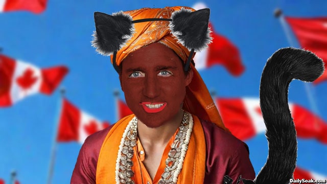 Justin Trudeau dressed in blackface and wearing a Hindu outfit for Canadian Multiculturalism Day.