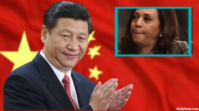 China President Xi Jinping applauding Vice President Kamala Harris.