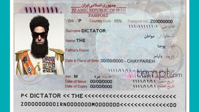 Parody Iranian passport found by Secret Service.