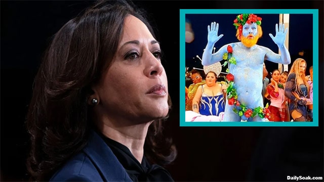 Kamala Harris watching Olympics opening ceremony.