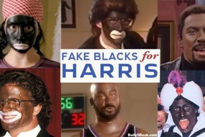 Celebrities in blackface supporting Kamala Harris on Zoom call.