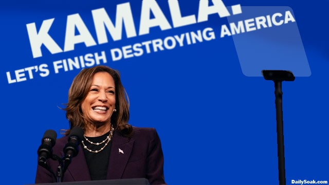 Kamala Harris on the campaign trail with her new slogan.