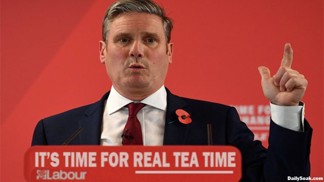 UK Labour party Prime Minister Keir Starmer giving an acceptance speech after election win.