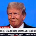 Parody CNN headline of Donald Trump talking about Kamala Harris.