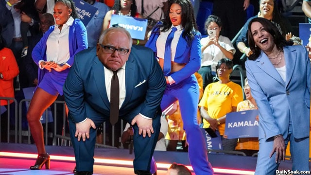 Megan Thee Stallion twerking with Tim Walz at Kamala Harris rally.