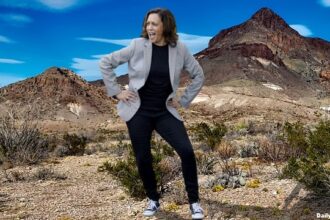 Kamala Harris dancing at the southern Texas border wall.