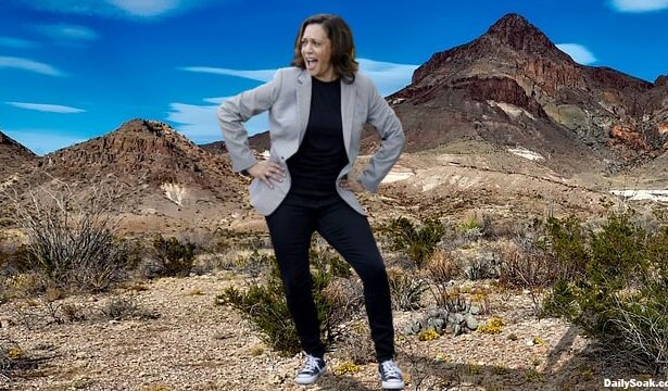 Kamala Harris dancing at the southern Texas border wall.