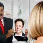 Venezuela President Maduro holding a picture of Elon Musk in front of his wife.