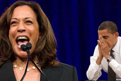 Barack Obama in disbelief at how annoying Kamala Harris is acting.